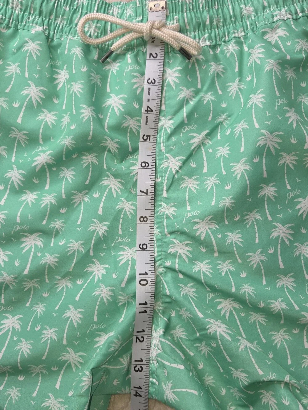 Polo Ralph Lauren Mens Traveler All Over Palm Tree Print Swim Trunks Green L NWT